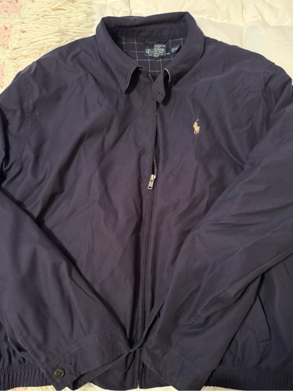 Ralph Lauren Navy Zip-Up Harrington with Embroidered Pony Men’s XXL